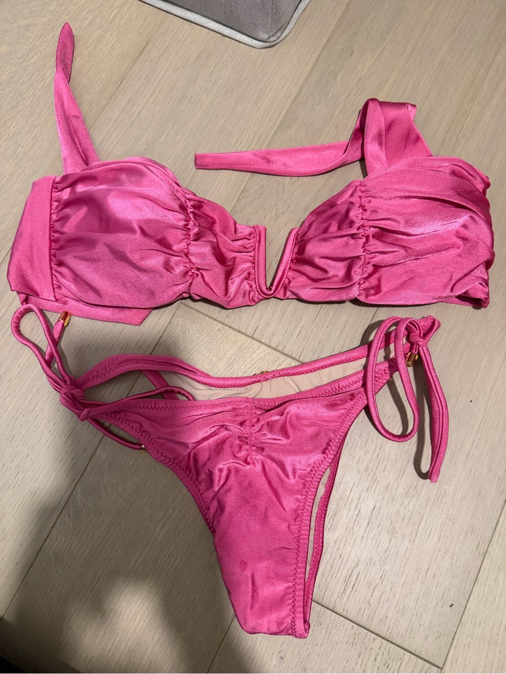PQ Swim Hot Pink Women's Bikini Set - Ruched Two-Piece Swimwear